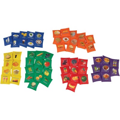 Sportime MyPlate Nutrition Bean Bags, 4 x 4 Inches, Assorted Colors, Set of 60