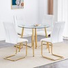 5-Piece Dining Set with Glass Round Table and 4 PU Armless Chairs - 3 of 4