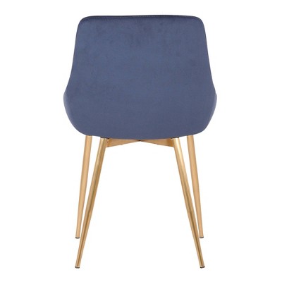 Heidi Blue Velvet Dining Chair with Gold Legs