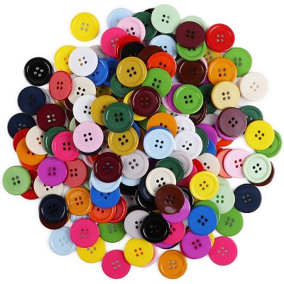 200 Pieces Colorful Round Resin Buttons in 20 Colors with 4 Holes for DIY Crafts, Sewing and Garment Repair