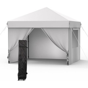 10X10FT Instant Pop Up Canopy Tent with 4 Side Walls, Heavy Duty Waterproof UPF 50+ UV Protected Canopy with Wheeled Carry Bag - 1 of 4