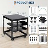 Open Frame Server Rack with Casters, 2 Shelves & Adjustable Height for Network and A/V Equipment - 3 of 4