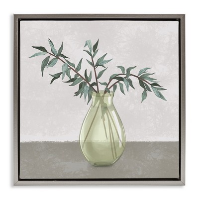 Stupell Industries Vase And Plant Neutral Grey Design, 25" x 25"