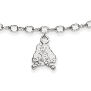 Black Bow Jewelry Sterling Silver East Carolina Pirates NCAA Anklet 9 Inch - 1 of 4