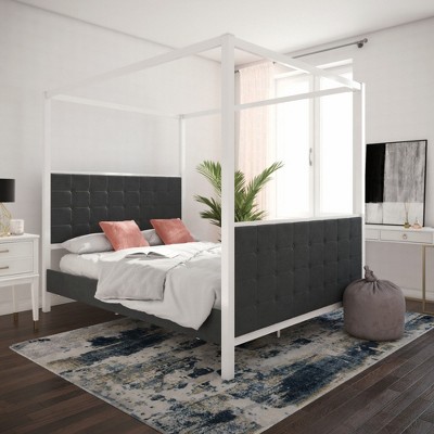 Sapphire Blue and Ivory Abstract Polyester Runner Rug