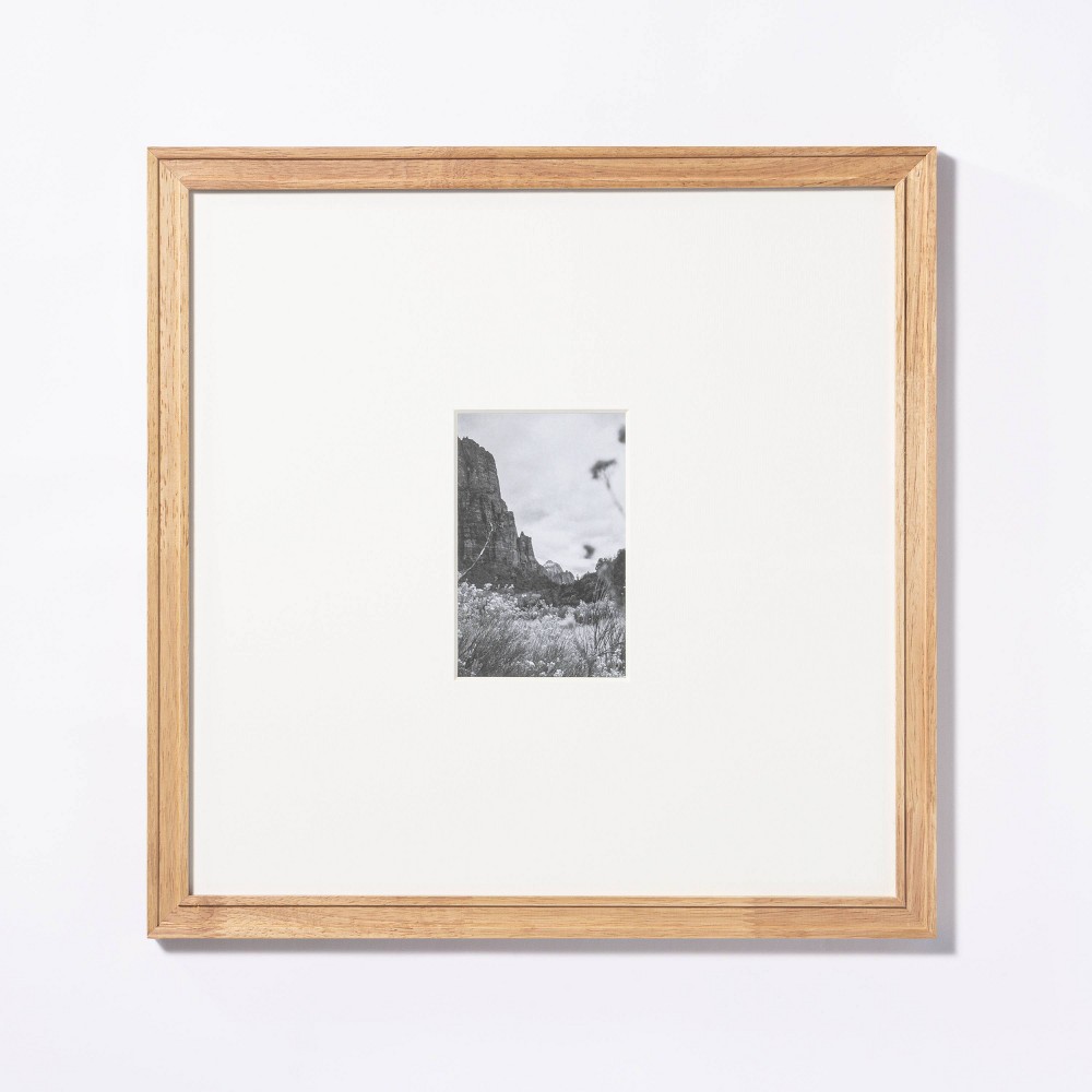 Photos - Photo Frame / Album 16.25"x16.25" Matted to 4"x6" Gallery Frame Natural Wood - Threshold™ designed with Studio McGee: Beveled Acid-Free Mat
