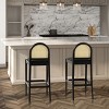 30.5" Bar Height Cane Rattan Bar Stools Set of 2 with Upholstered Seat & Footrest for Kitchen Island-Baofuwish - 2 of 4