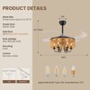 Ludomide 40" Boho Retractable Ceiling Fan with Light and Remote, Rattan Hand-Woven Chandelier Ceiling Fan, 6-Light Farmhouse Drum Fandelier - 3 of 4