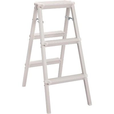 BIRDROCK HOME 3 Step Compact Steel Step Ladder - Silver