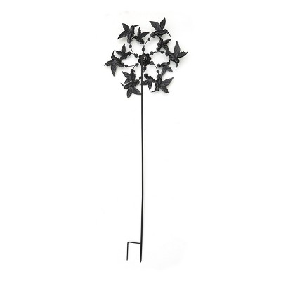 Green and Yellow Metal Hummingbird Garden Wind Spinner Stake