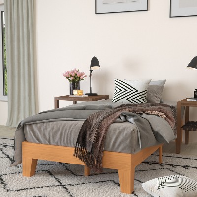 Eduardo Twin-Size Low-Profile Pine Wood Platform Bed Frame