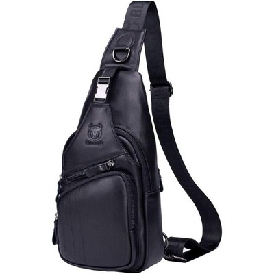 Paaaawaters Leather Sling Bag Crossbody Backpack for Men Women Outdoor Travel Work Shoulder 18cm(W) x8cm(D) x30cm