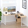 HOMCOM 55" 360° Rotating Corner L-Shaped Computer Desk with Storage Shelves, Home Office Study Writing Workstation Modern Space-Saving Design - 2 of 4