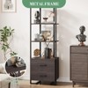 4 Tier Bookshelf with Storage Drawers,70.9 Inch Tall Industrial Book Shelf with Open Display Shelves,4 Shelf Bookcase with Metal Frame - 4 of 4