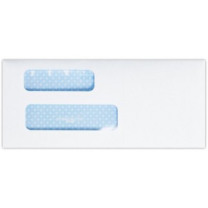 Quality Park Moistenable Glue Security Tinted #9 Double Window Envelope 3 7/8" x 8 7/8" Bright White - 1 of 2