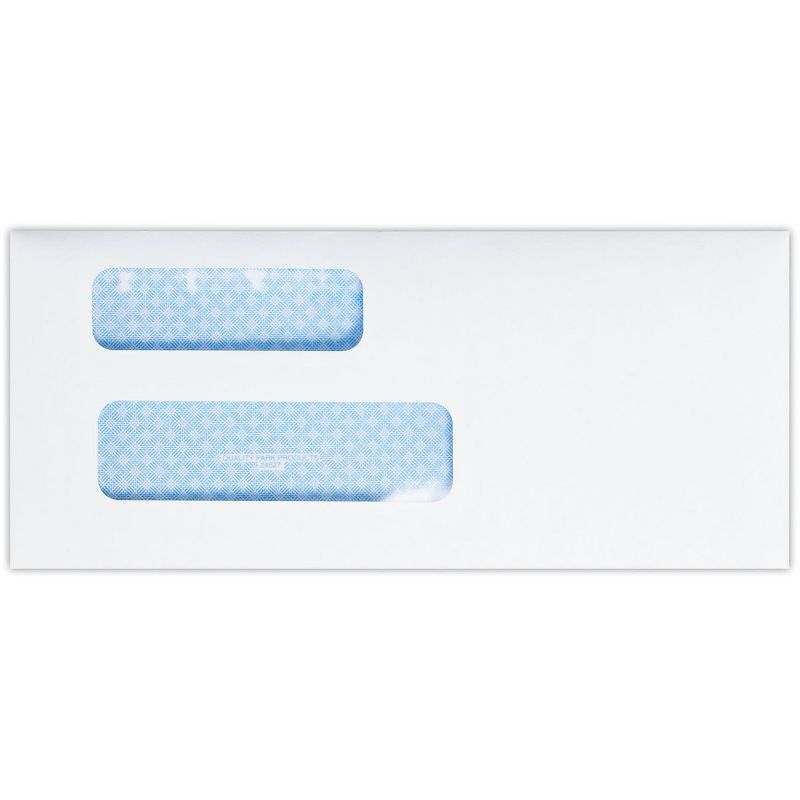 Quality Park Moistenable Glue Security Tinted #9 Double Window Envelope 3 7/8" x 8 7/8" Bright White, 1 of 3