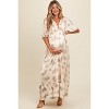 PinkBlush Cream Floral Chiffon Ruffle Accent Maternity Maxi Dress - 2 of 4