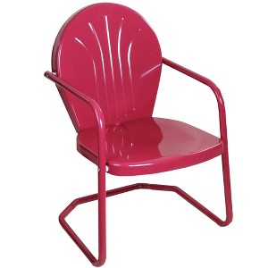 Northlight 34-Inch Retro Tulip Steel Outdoor Steel Armchair, Pink - 1 of 4