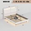 Floating Platform Bed with Velvet Upholstered Headboard, Metal Bed with LED Lights and USB Ports, Bed with Hidden Storage-Baofuwish - 4 of 4