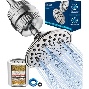Cobbe 6-Setting High Pressure Filtered Shower Head Combo, Detachable Rain Shower Head with 20 Stage Shower Head Filter for Hard Water, Chrome - 1 of 4