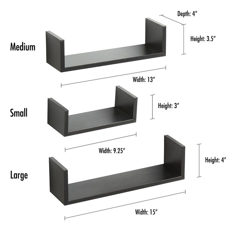 Americanflat Floating Shelves Made Of Composite Wood - Wall Mounted in Various Dimensions - Pack Of 3, 2 of 8
