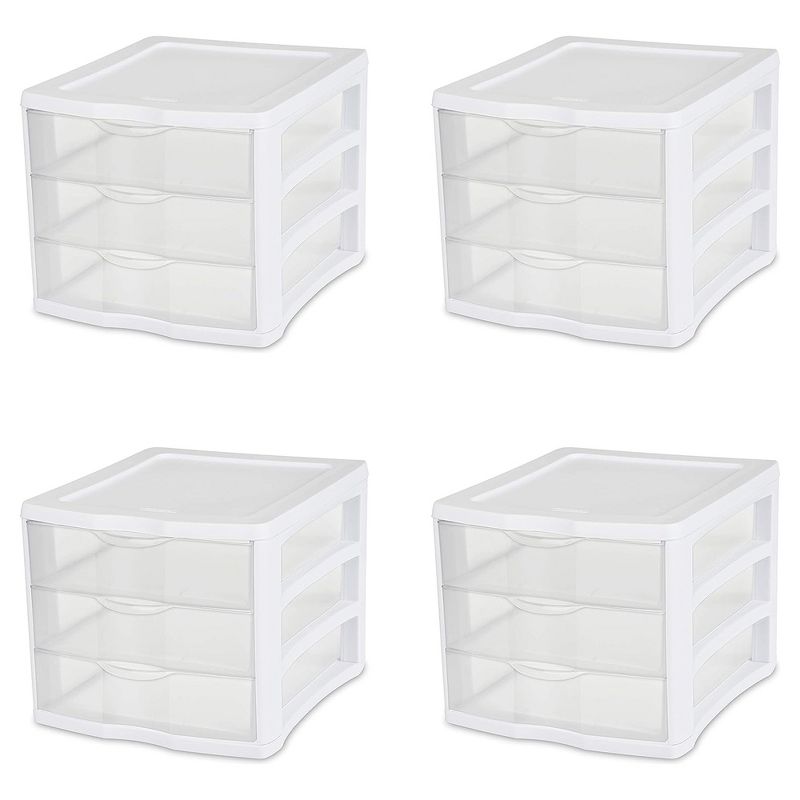 Sterilite ClearView Compact Stacking 3 Drawer Storage Organizer System for Crafting Supplies, Home Office, or Dorm Room, 1 of 7