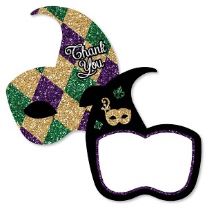 Big Dot of Happiness Mardi Gras - Shaped Thank You Cards - Masquerade Party Thank You Note Cards with Envelopes - Set of 12 - 1 of 4