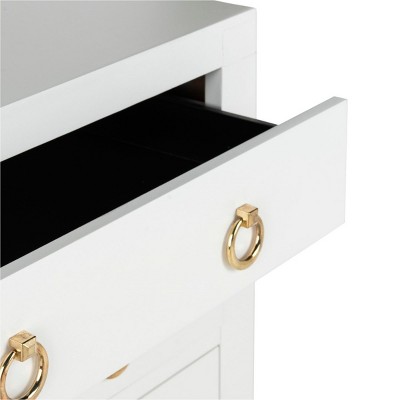 White and Gold Transitional 3-Drawer Chest with Soft Close