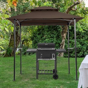 ORRD 8x5ft Outdoor Grill Gazebo - Double-Tier Canopy w/Steel Frame & Bar Counters, Brown - 1 of 4