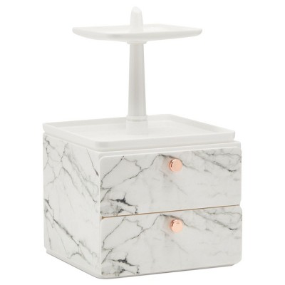 Glamlily Marble Makeup Organizer with Rose Gold Trim