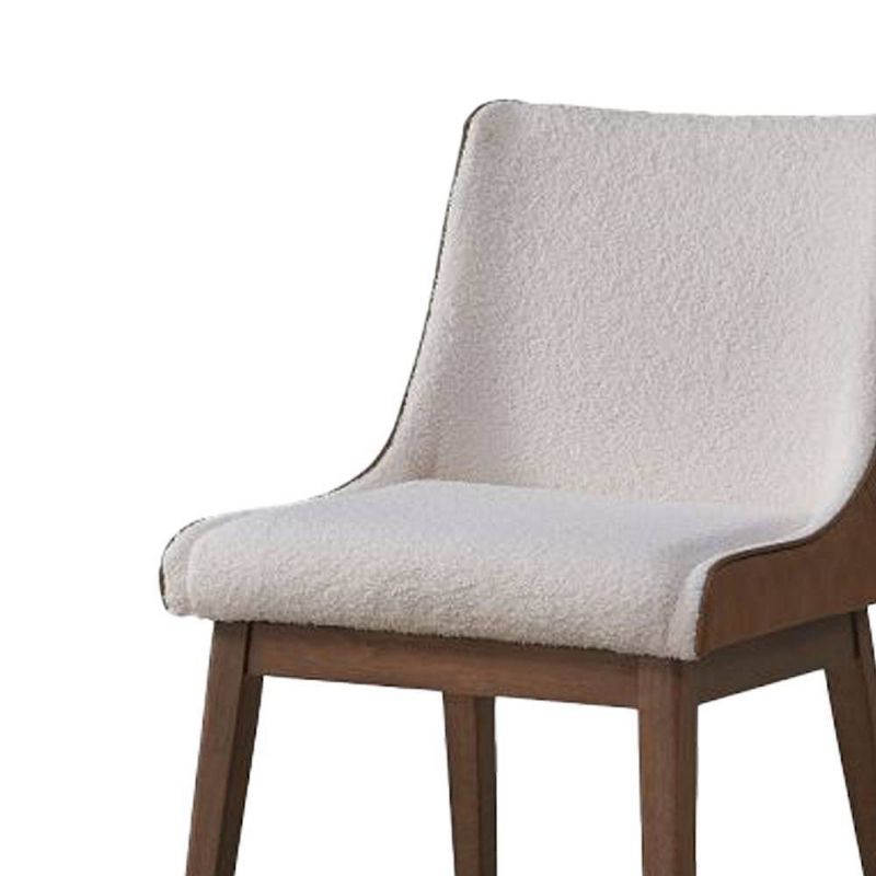 21.26&#34; Ginny Dining Chair White Boucle, Brown Velvet &#38; Walnut Finish - Acme Furniture, 4 of 8