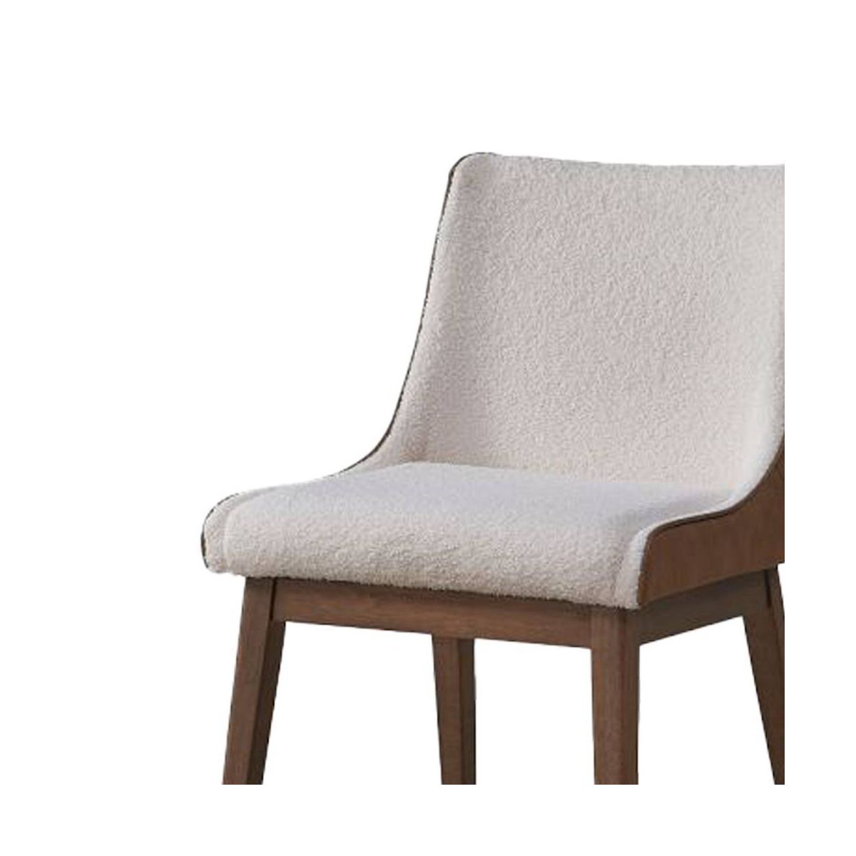 Acme Furniture 21.26" Ginny Dining Chair White Boucle, Brown Velvet & Walnut Finish : Transitional Style, Spot Clean - thumbnail 3