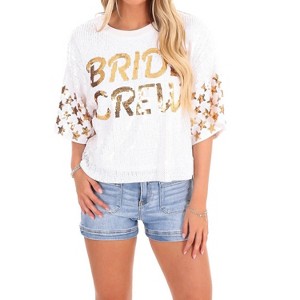 Women's Bride Crew Sequin Top - Simply Southern - 1 of 4