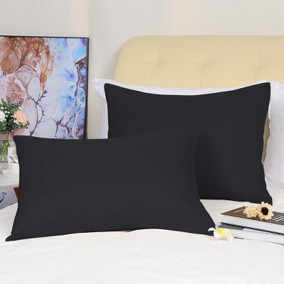 2 Pcs Queen 20"x30"1800 Series Soft Brushed Microfiber Soft Pillowcase Black - PiccoCasa