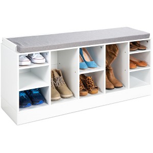 Best Choice Products 46in Shoe Storage Organization Rack Bench for Entryway, Bedroom w/ Padded Seat, 10 Cubbies - 1 of 4