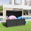 Infurnic Deck Boxes, Portable Storage Box with Large Storage Capacity for Storage Patio Furniture, Garden Tools, All Weather Use, Black, 54"*27"*29" - 2 of 4