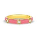 Girl's Pink Enamel CZ Sterling Silver Ring - In Season Jewelry