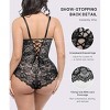 SHAPELLX Lace Bodysuit for Women V Neck Tummy Control Shapewear Thong Body Shaper Body Suit—Black 38 - 2 of 3