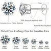 Stainless Steel Stud Earrings Set Hypoallergenic Cubic Zirconia 14K White Gold CZ Earrings for Women - 2 of 4