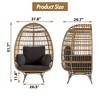 360° Swivel Oversized Egg Chair, PE Rattan Patio Lounge Chair with Plush Cushion, Steel Frame & Metal Base, Waterproof Wicker Basket Design - 4 of 4