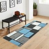 2 x 6 ft Polyester Light Blue Rectangular Hallway Bathroom Entryway Kitchen Office Foldable Block Printed Modern Washable Area Rug - 3 of 4