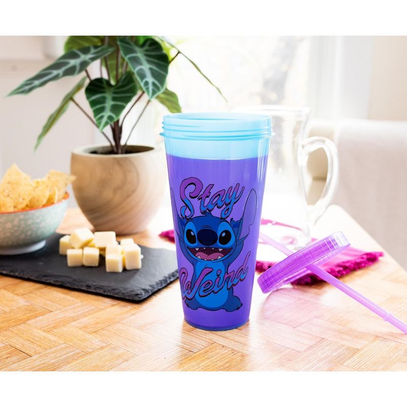 Silver Buffalo Disney Lilo & Stitch "Stay Weird" Color-Changing Plastic Tumbler | 24 Ounces, 5 of 7