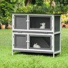 PawHut Wooden Bunny Hutch Rabbit Hutch Small Animals Habitat with Ramp, Removable Tray and Weatherproof Roof, Indoor/Outdoor - 3 of 4