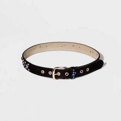 Women's Faux Suede Stud Belt - Wild Fable™ Black XS – Target