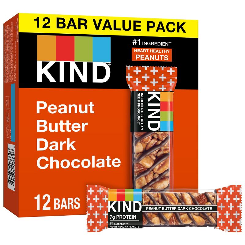 KIND Peanut Butter Dark Chocolate + Protein Nutrition Bars - 12ct, 1 of 9