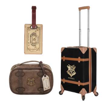 Harry Potter Hogwarts Crest Trunk Travel Bag Luggage Tag & Rolling Luggage Kit