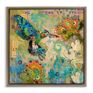 Stupell Industries Boho Hummingbird Pattern Floating Frame Canvas Art - 1 of 4