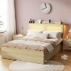 PAKASEPT Queen Bed Frame with Headboard - Rattan Platform Bed Frame with 4 Storage Drawers and harging Station and LED Light - 3 of 4