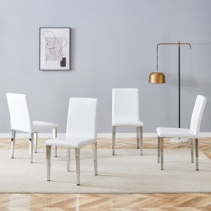 Set Of 4 PU Leather Upholstered Dining Chairs,Accent Chair With Metal Legs,Modern Armless Side Chairs For Kitchen or Dining Room-Coolbibila - 1 of 4
