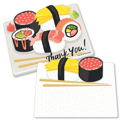 Big Dot of Happiness Let's Roll - Sushi - Shaped Thank You Cards -Japanese Party Thank You Note Cards with Envelopes - Set of 12